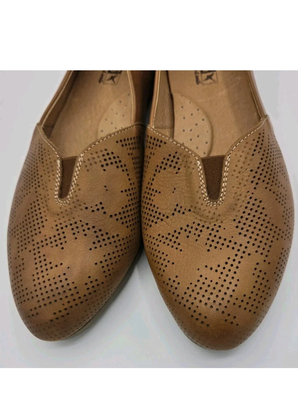 Pikolinos Aledo Ballet Flats Brandy Leather Perforated Detaling Brown Size 39 8